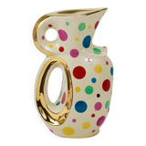 Boch Frères Pichet / Mid-Century Jug in Gold and Polka Dots, Belgium, 1950s
