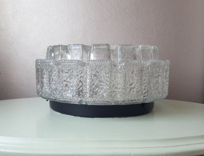 Vintage glass ceiling light from the 1960s