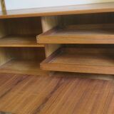 Modular 3-compartment teak wall shelving system with desk and lighting by Kai Kristiansen for FM, Denmark, 1960s