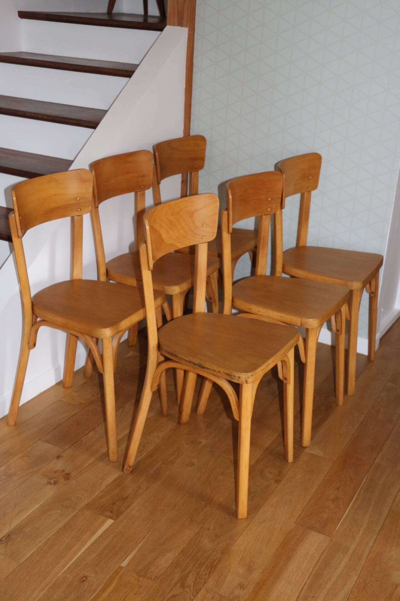Set of 6 Baumann chairs No. 33 light beech