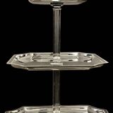 Serviteur muet à trois étages en métal argenté – élégance des années 1950