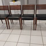 Suite of 4 chairs Scandinavian teak vintage 1970s