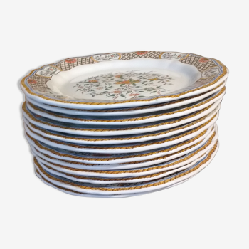 12 assiettes Plates  Service gien Rouen Saintfoin certifié