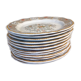 12 assiettes Plates  Service gien Rouen Saintfoin certifié