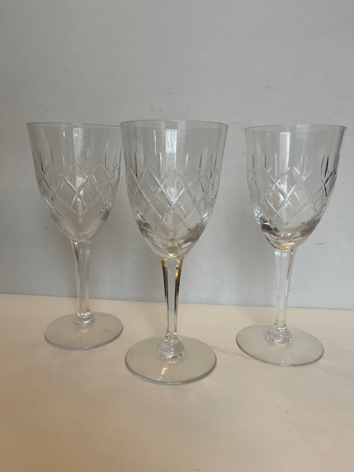 3 cut crystal stemware