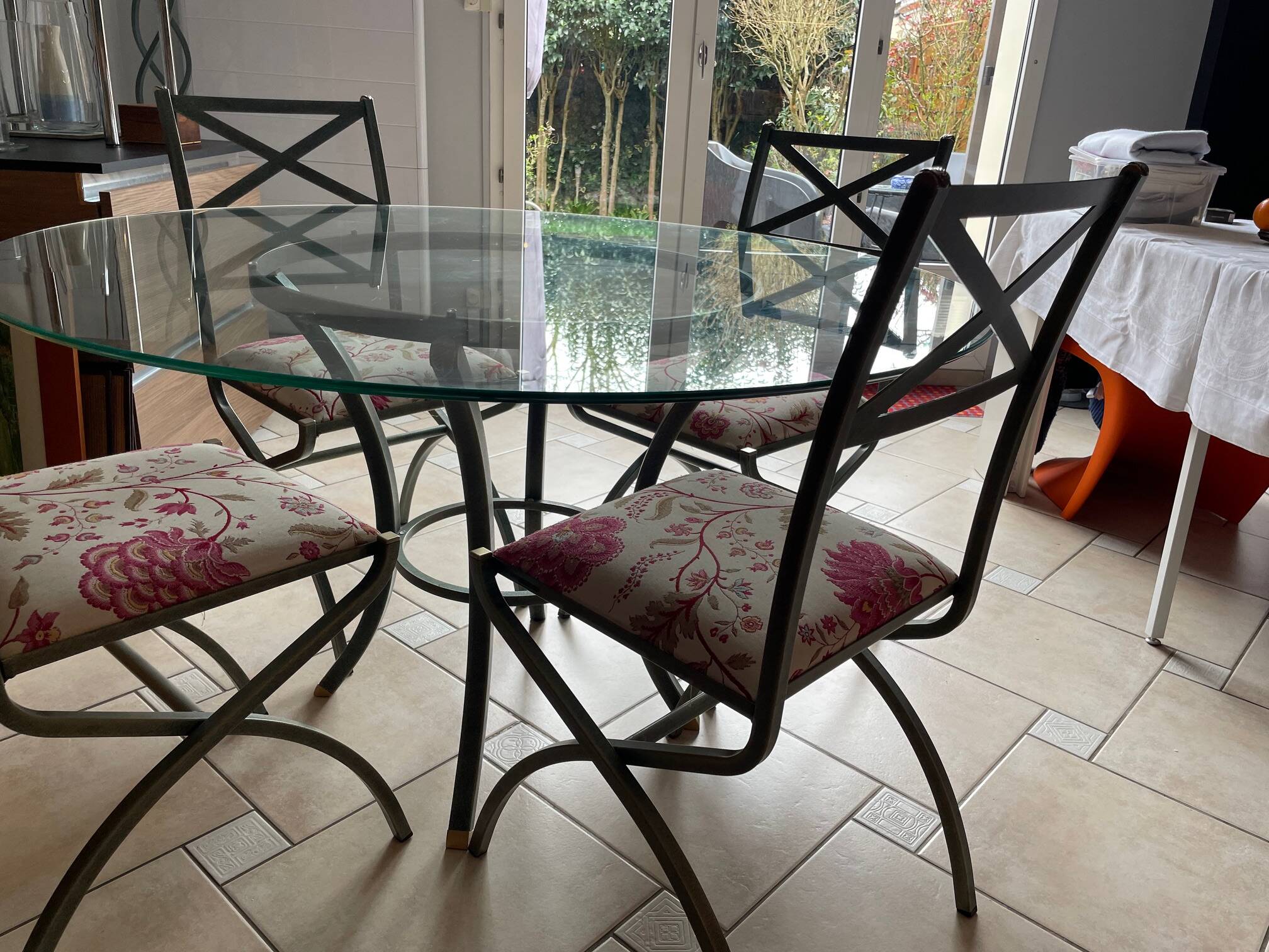 Table and chair set - "Villa d'Este" collection by Pierre Vandel