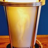Lampe en laiton et porcelaine années 50