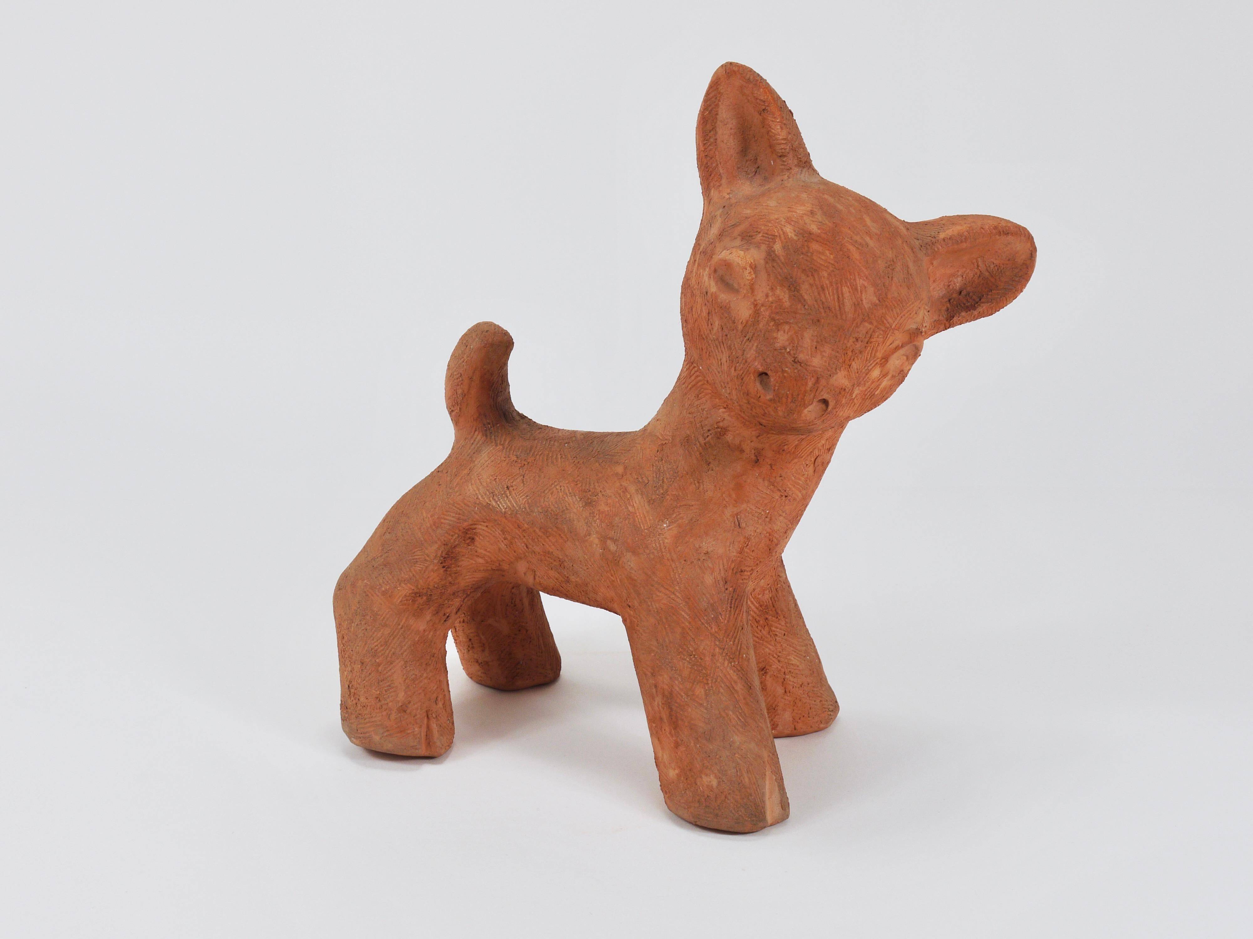 Walter Bosse Large Ceramic Sculpture of Baby Deer, Austria, 1920s