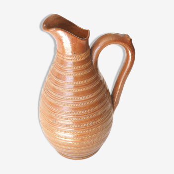 Striped stoneware pitcher