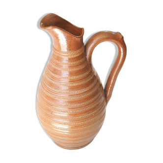 Striped stoneware pitcher