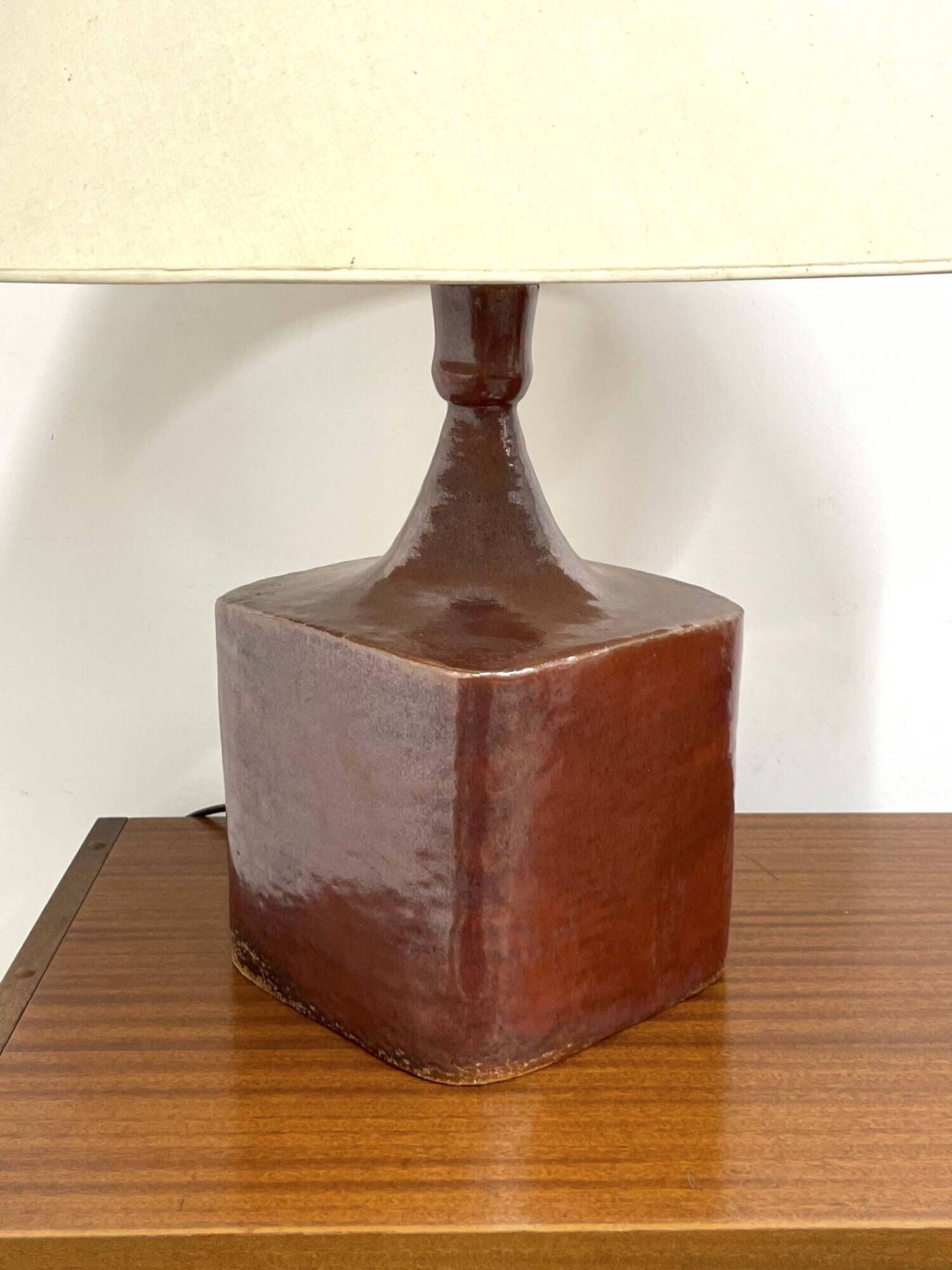 Large ceramic lamp, signed and dated 1979.
