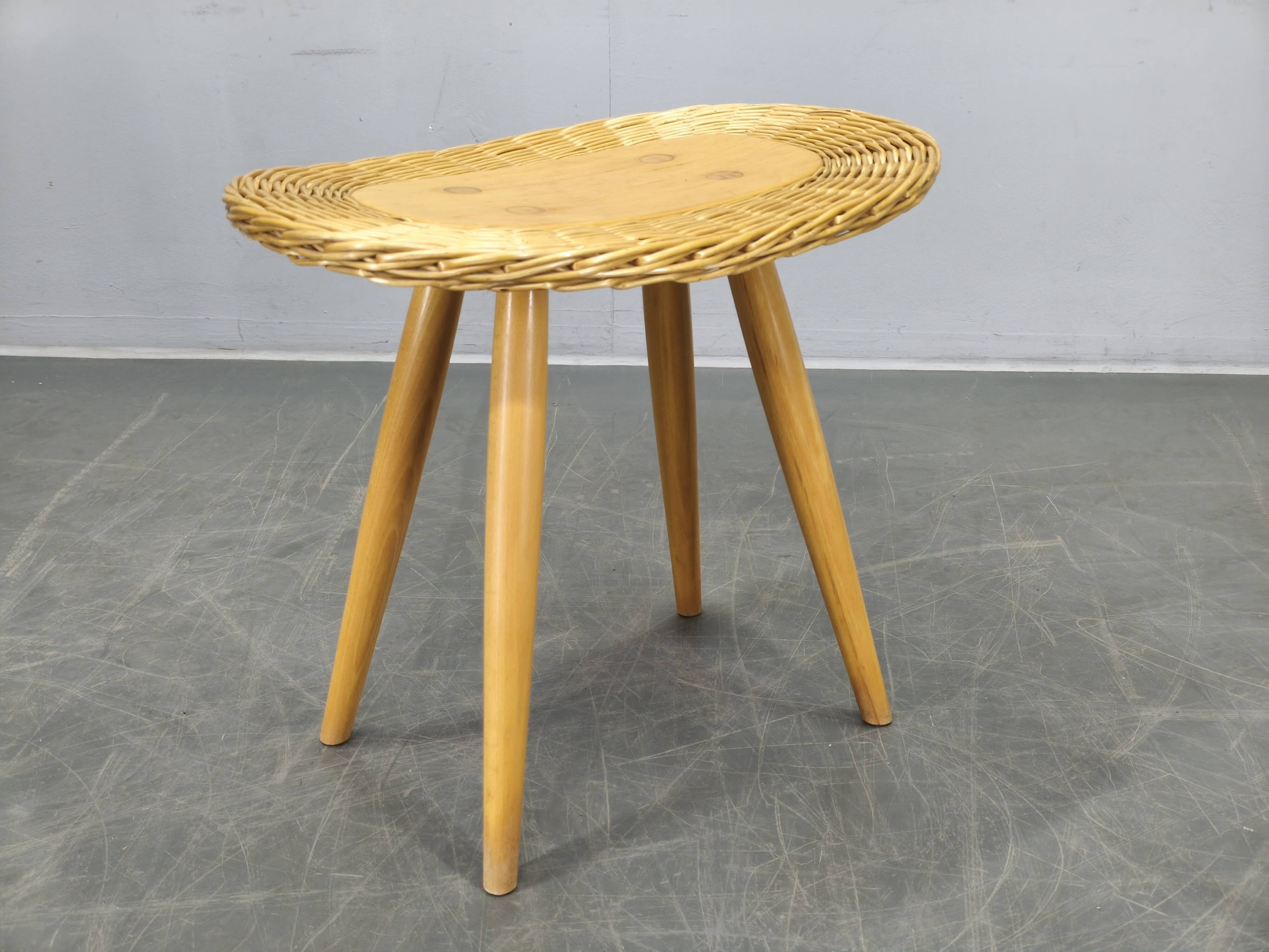 Pair of Rattan Side Tables by Jan Kalous for ULUV, 1970s