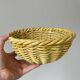 Yellow ceramic basket with wicker effect