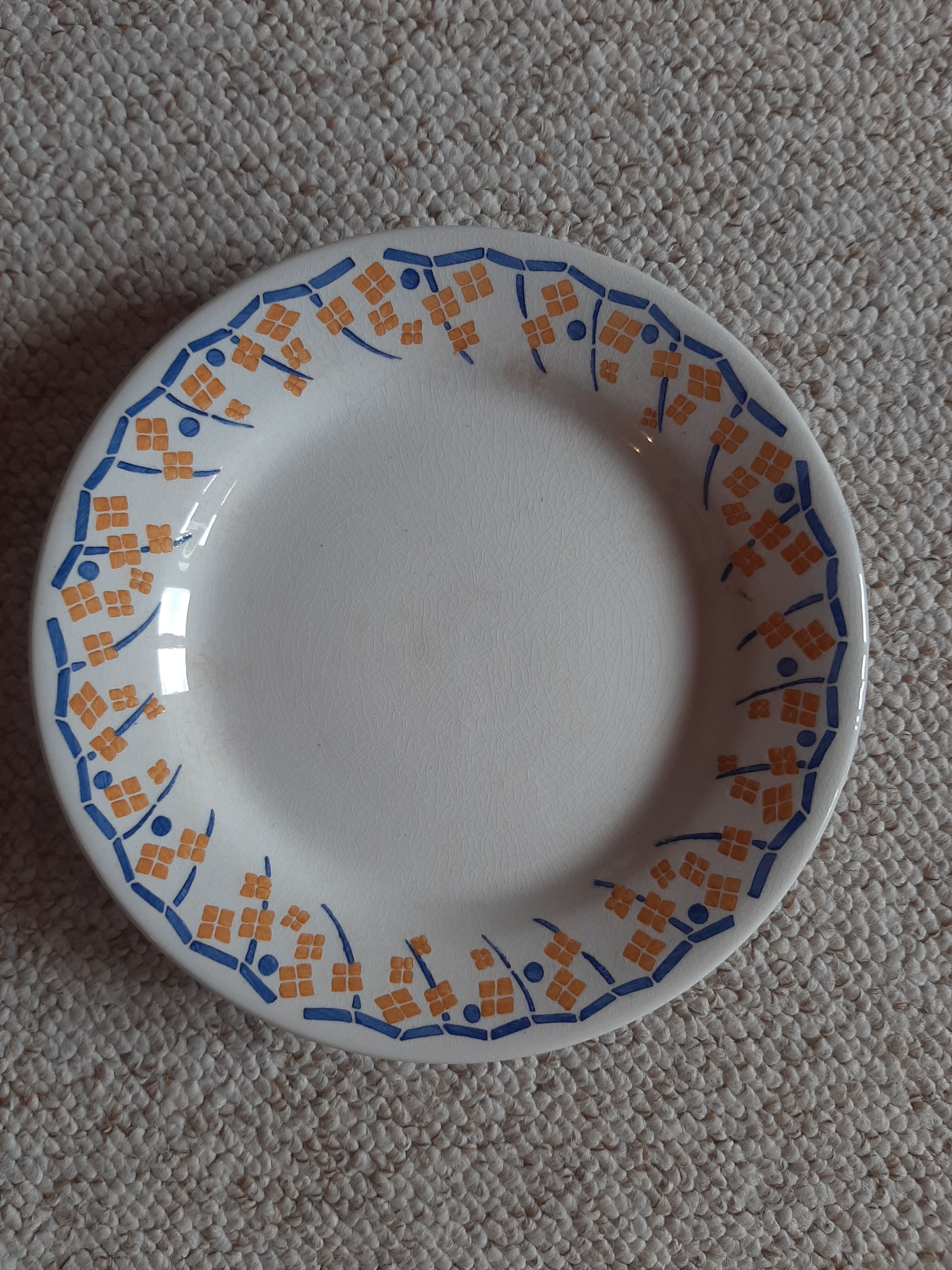 Compotier - piedouche - cake dish - ceramic hb cm - yellow and royal blue