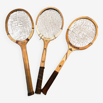 Set of 3 old tennis rackets