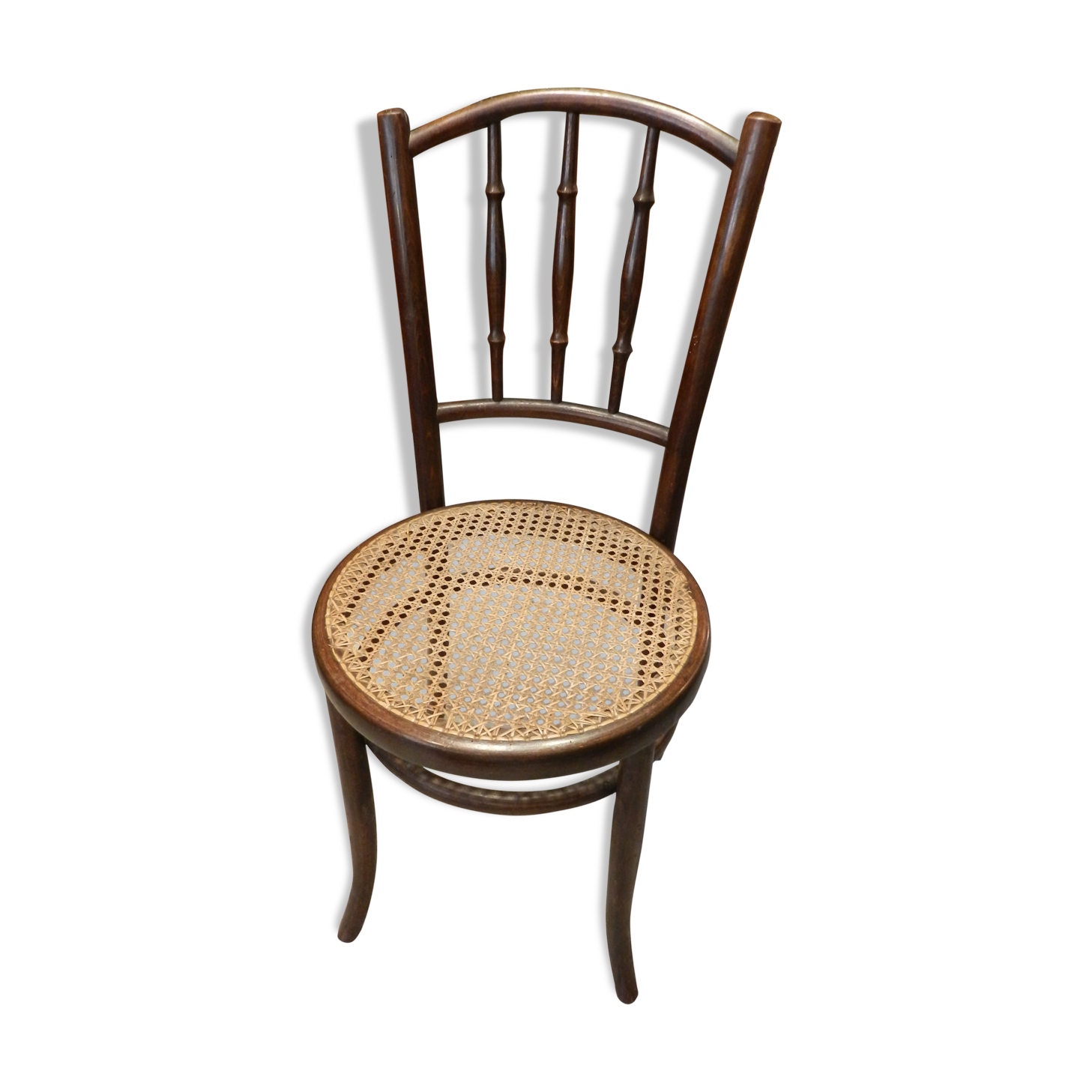 1950s wooden Fischel bistro chair seated fluted