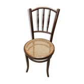 Chaise bistrot Fischel en bois années 50 assise cannelée