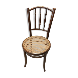 1950s wooden Fischel bistro chair seated fluted
