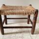 Stool bench wood and straw vintage bohemian spirit