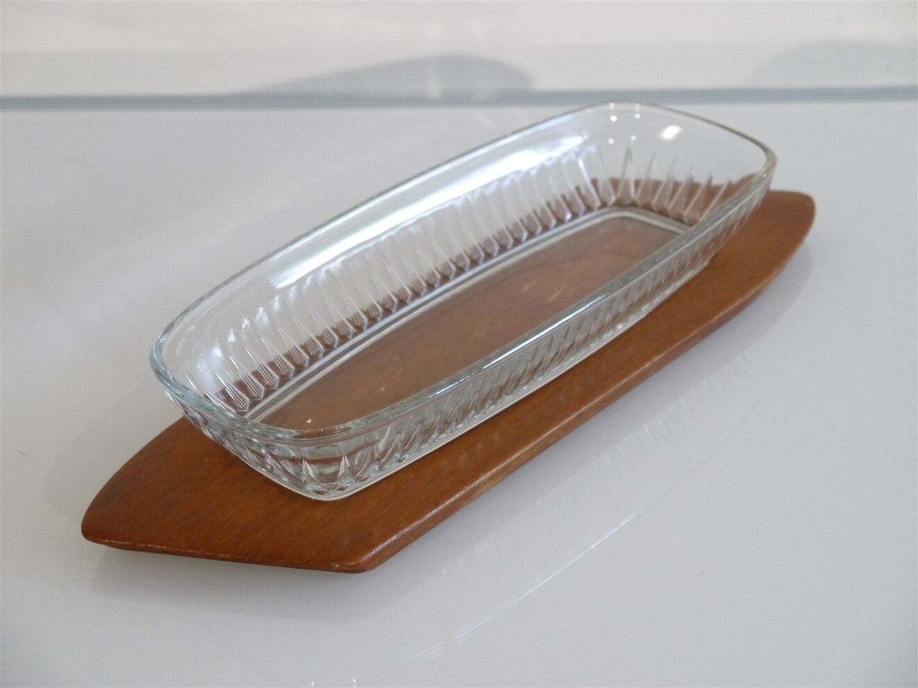 Scandinavian teak and glass tray 1960