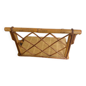 Wall shelf in vintage bamboo rattan