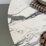 60s marble table with chrome cross base