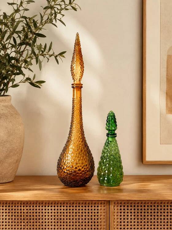 Carafes italienne en verre Empoli 1970