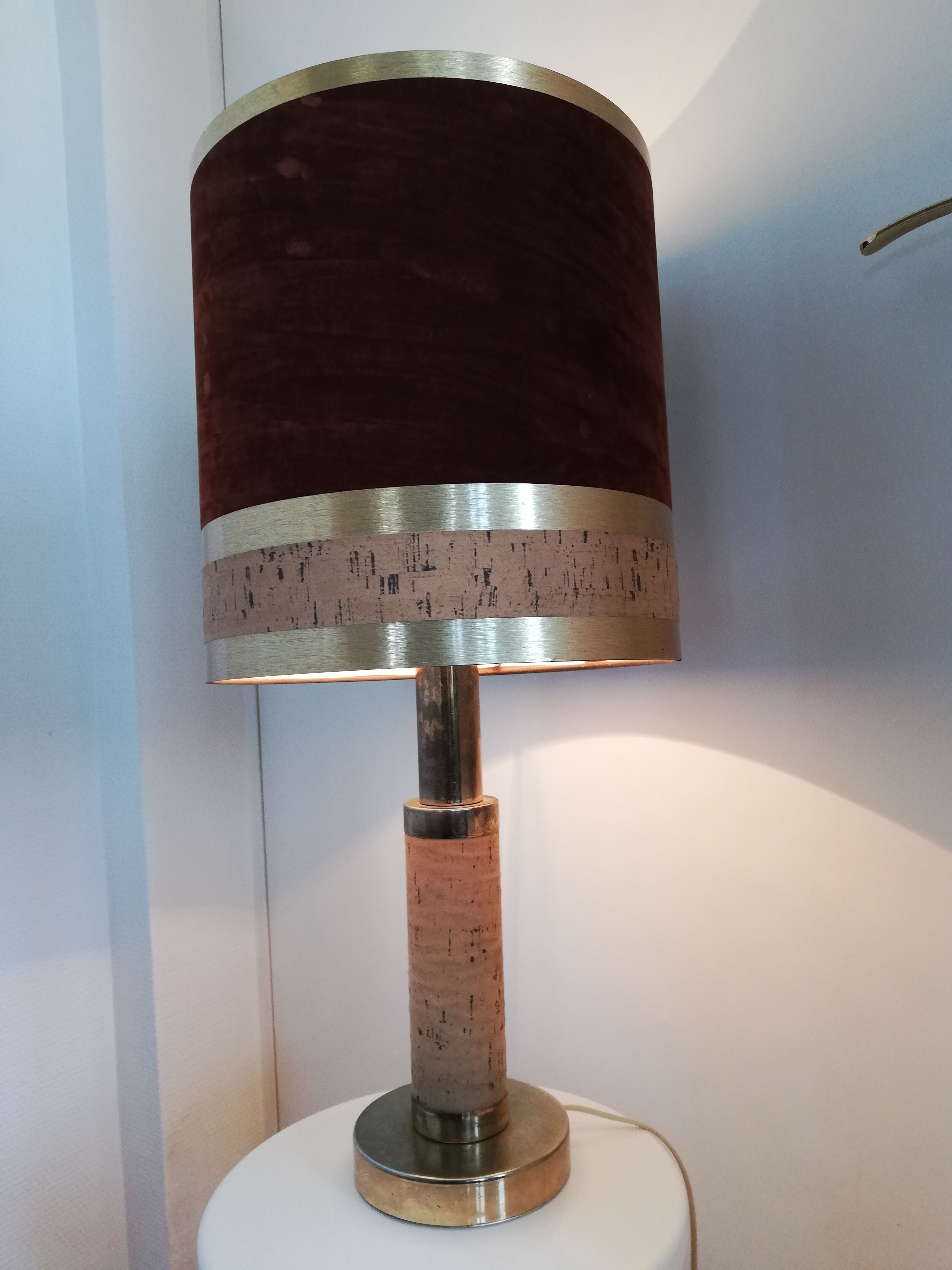 Table lamp decor gold metal Cork and vintage flighting 70