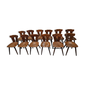 Lot de 12 chaises  bistrot vintage 1960