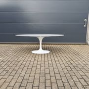 Original Knoll Tulip oval dining table (198cm) Carrara marble