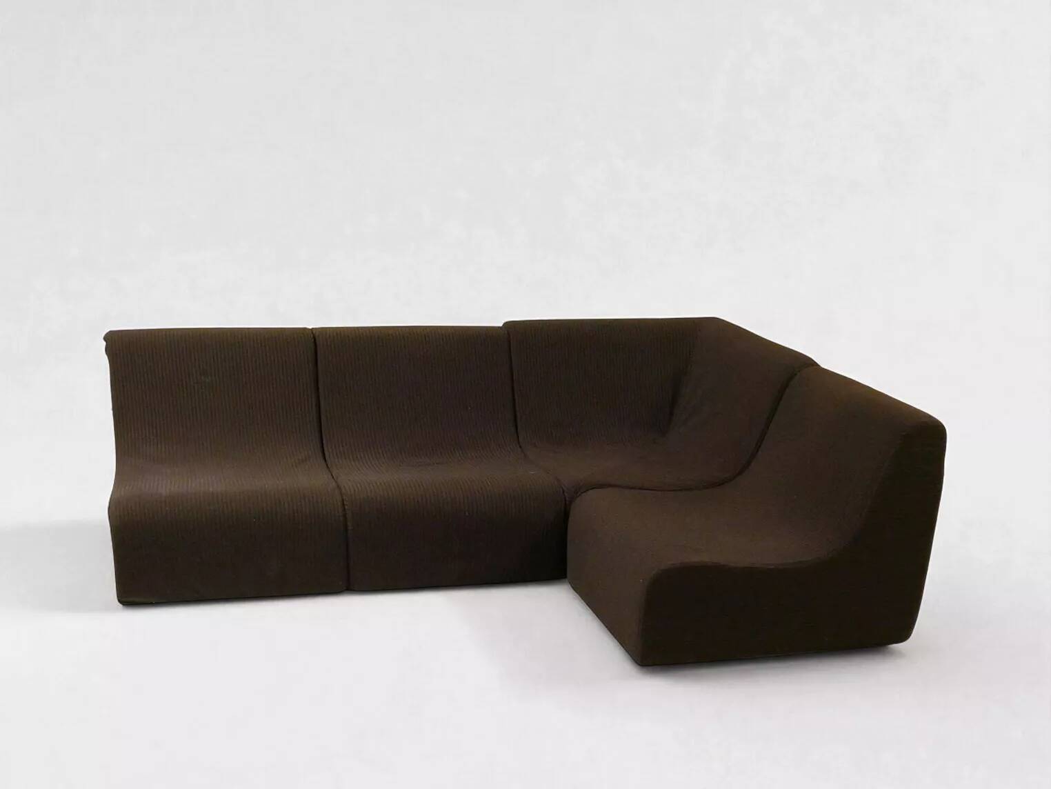 Vintage modular armchairs – Seventies design, brown fabric