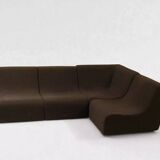 Vintage modular armchairs – Seventies design, brown fabric