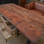 factory workbench in cast iron and wood 1930 with 9 drawers