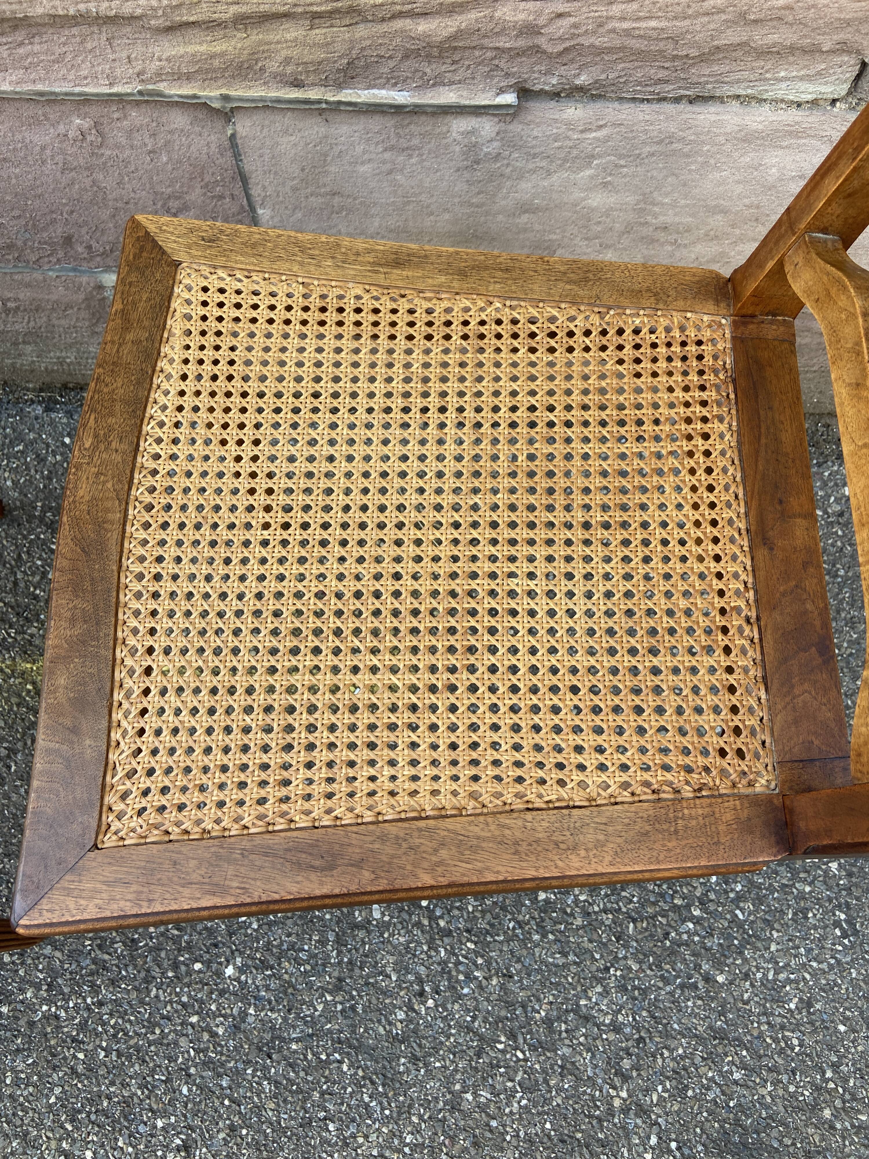 4 chaises noyer cannage Art déco 1930 motif floral French