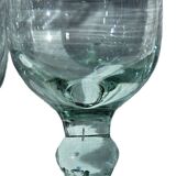 6 Gros Verres A Eau En Verre Vert Biot