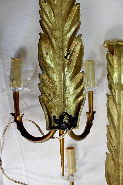 Pair of golden bronze appliques - 1950