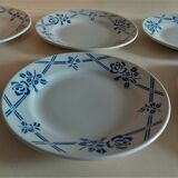 Dessert plates series of six Moulin des Loups Orchies model Bric bleu