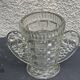 Angel wings vase, in transparent glass with art deco relief pattern