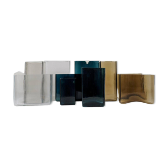 Midcentury Modern collection of ten "Ice" vases by Gullaskruf, Sweden, 1960s.