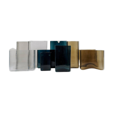 Midcentury Modern collection of ten "Ice" vases by Gullaskruf, Sweden, 1960s.