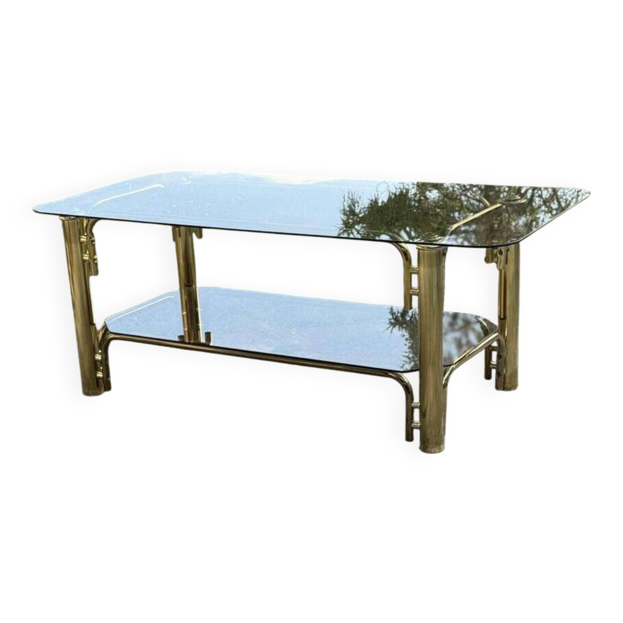 Vintage brass and glass coffee table, 1970s