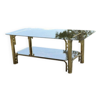 Vintage brass and glass coffee table, 1970s