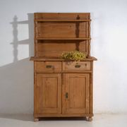 Antique pine dresser – European rustic furniture with shelves – circa 1940