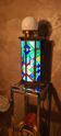 Stained glass lamp, art deco brass frame, 60x30