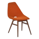 Chaise en bois et tissu orange, c.1960
