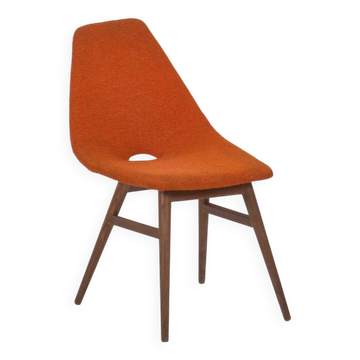 Wooden chair with orange fabric, c.1960