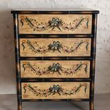 Venetian-style painted wood and bamboo chest of drawers