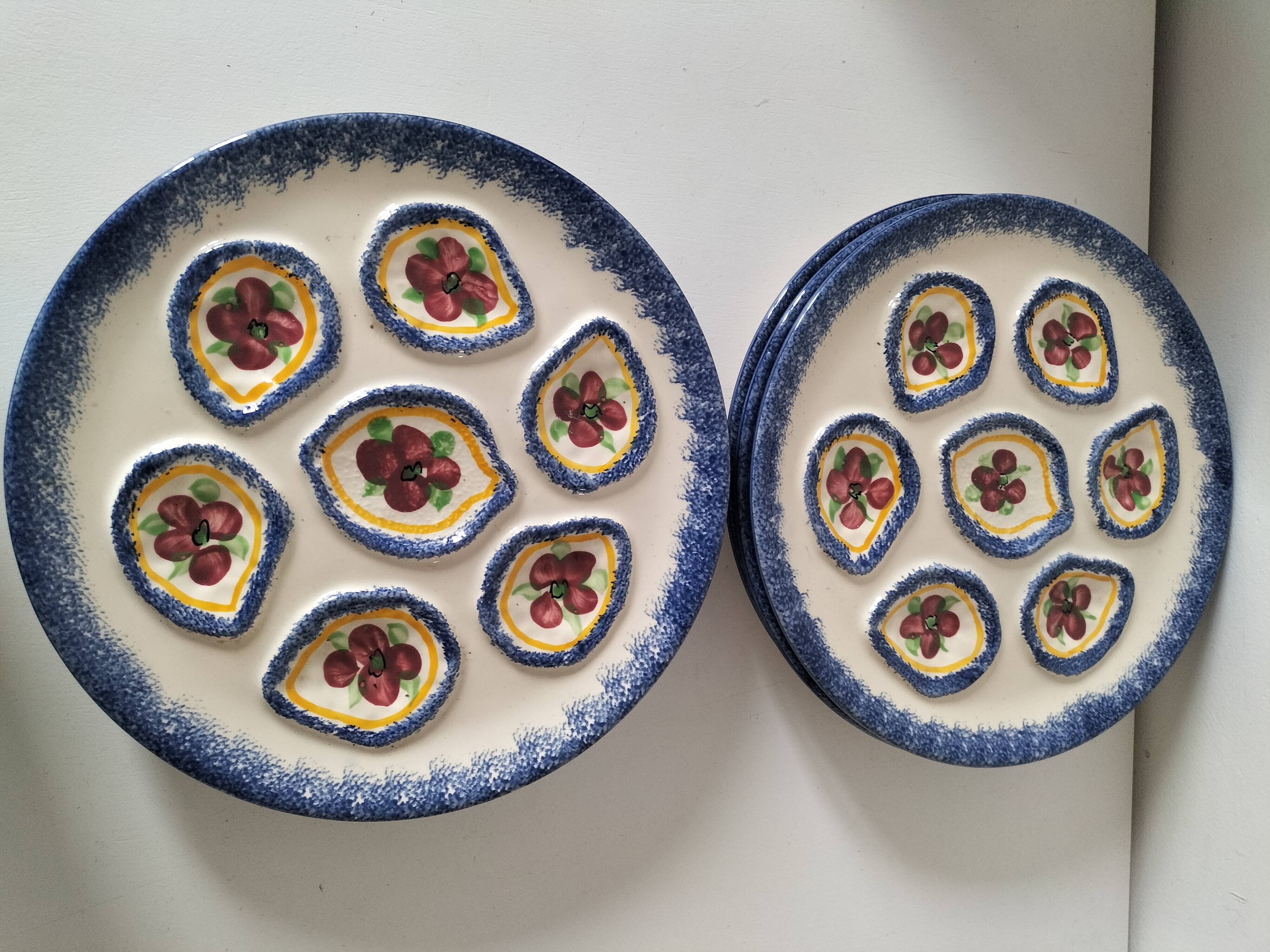 6 vintage MBFA Pornic oyster plates