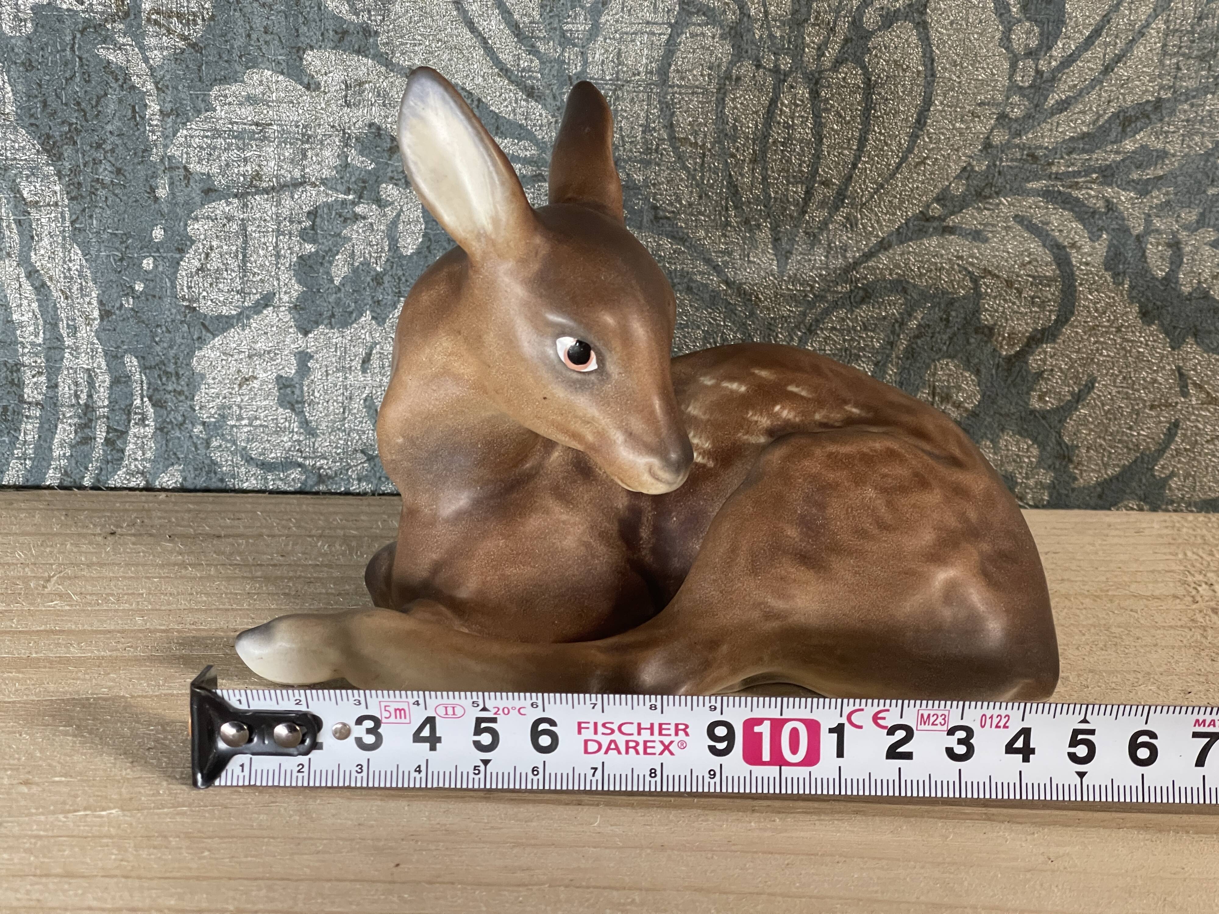 Antique German ceramic fawn