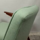 Vintage armchair in natural wool, Le vertu menthe, by Chierowski